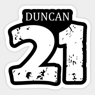 Tim Duncan Black Distressed Jersey Number 21 D9 SASTD2 Sticker